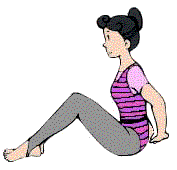 足を前に出して床に座り、後ろで手を組む姿勢のイラスト