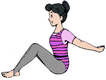 後ろで組んだ腕を持ち上げ、肩甲骨を寄せる姿勢のイラスト